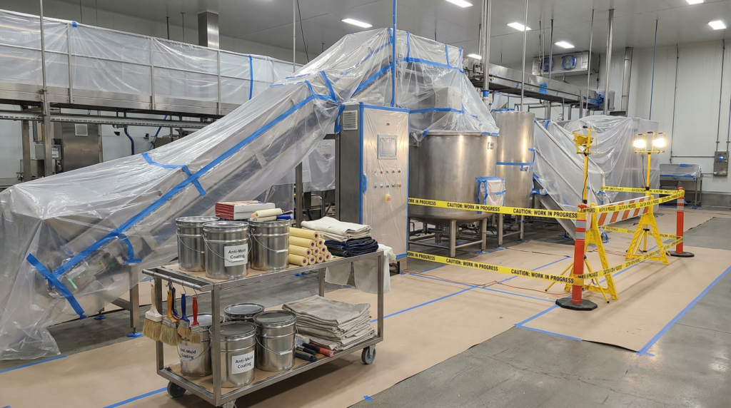 養生中の食品工場