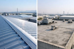 金属屋根とRC造の建物の屋根